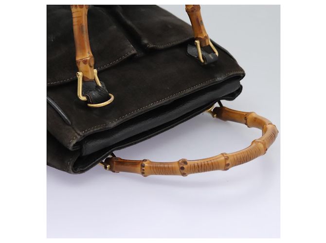 Bamboo Borsa a mano GUCCI in pelle scamosciata nera e oro 000 122 0316 Auth nb100 Nero D'oro - vista 6