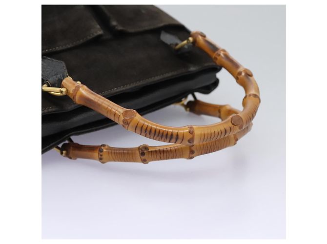 Bamboo Borsa a mano GUCCI in pelle scamosciata nera e oro 000 122 0316 Auth nb100 Nero D'oro - vista 7