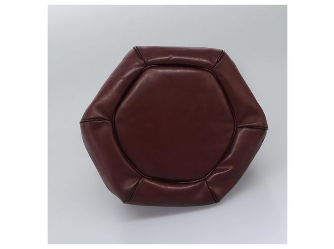 CARTIER Borsa a Spalla Must Line Pelle Bordeaux Oro Auth bs22994 D'oro Bordò - vista 10