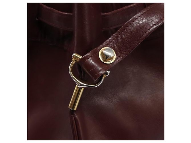 CARTIER Borsa a Spalla Must Line Pelle Bordeaux Oro Auth bs22994 D'oro Bordò - vista 15
