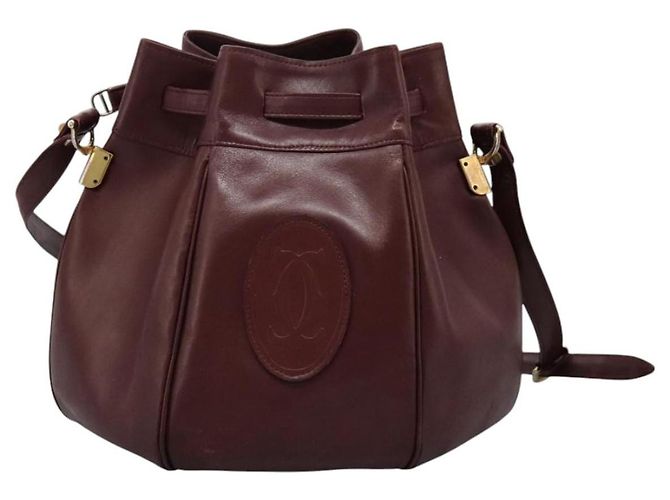 CARTIER Borsa a Spalla Must Line Pelle Bordeaux Oro Auth bs22994 D'oro Bordò - vista 2