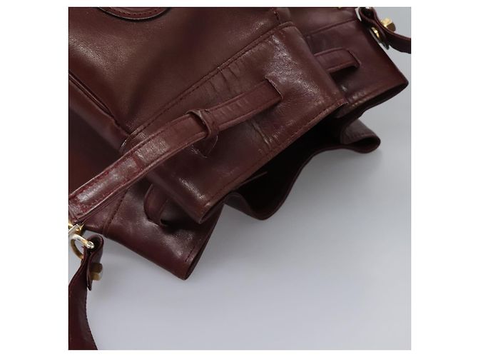CARTIER Borsa a Spalla Must Line Pelle Bordeaux Oro Auth bs22994 D'oro Bordò - vista 6