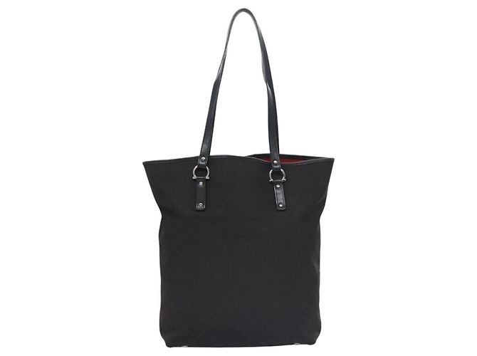 Sac à main Gancini en toile noire et argent de Salvatore Ferragamo Auth bs23065 Argenté - vue 2