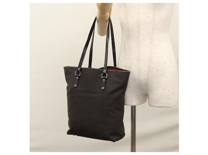 Sac à main Gancini en toile noire et argent de Salvatore Ferragamo Auth bs23065 Argenté - vue 20