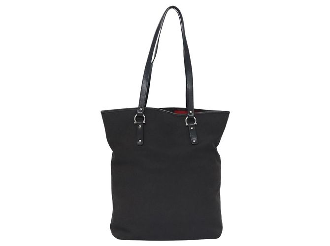Sac à main Gancini en toile noire et argent de Salvatore Ferragamo Auth bs23065 Argenté - vue 3