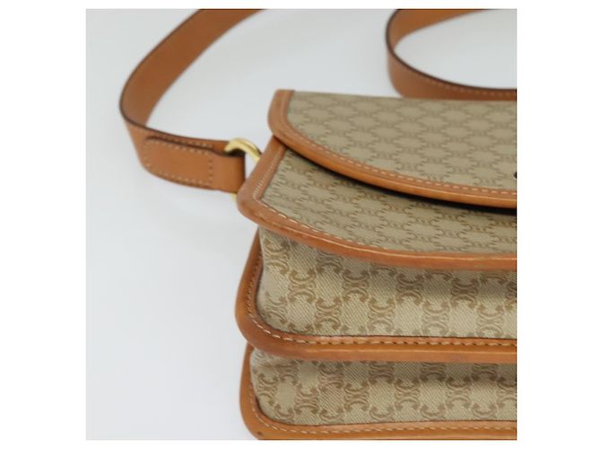 Céline Borsa a spalla in tela Macadam CELINE beige oro Auth JB008 D'oro - vista 10