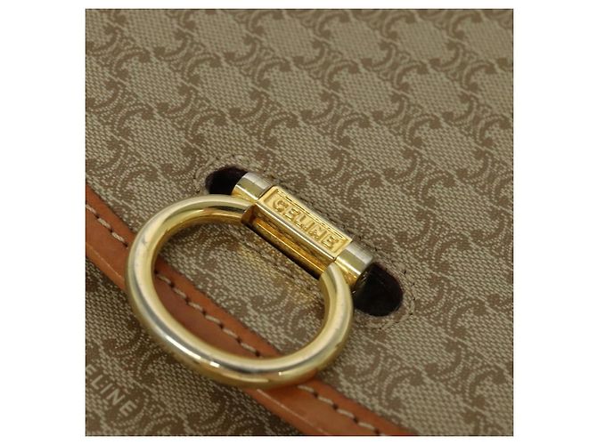 Céline Borsa a spalla in tela Macadam CELINE beige oro Auth JB008 D'oro - vista 14