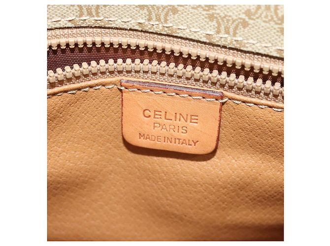 Céline Borsa a spalla in tela Macadam CELINE beige oro Auth JB008 D'oro - vista 16