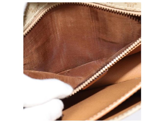 Céline Borsa a spalla in tela Macadam CELINE beige oro Auth JB008 D'oro - vista 23