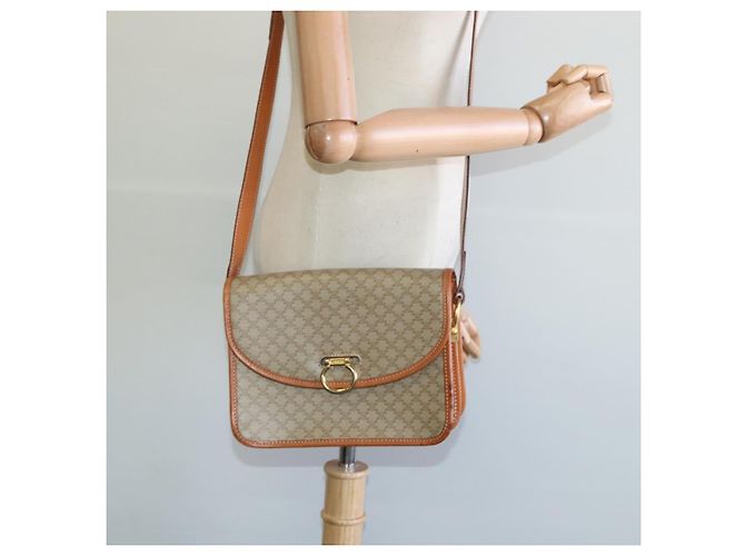 Céline Borsa a spalla in tela Macadam CELINE beige oro Auth JB008 D'oro - vista 25