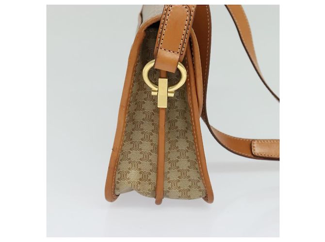 Céline Borsa a spalla in tela Macadam CELINE beige oro Auth JB008 D'oro - vista 4