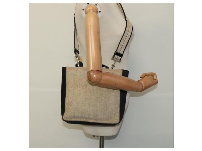 PRADA Borsa a mano in tela 2 vie beige Auth EC469 - vista 23