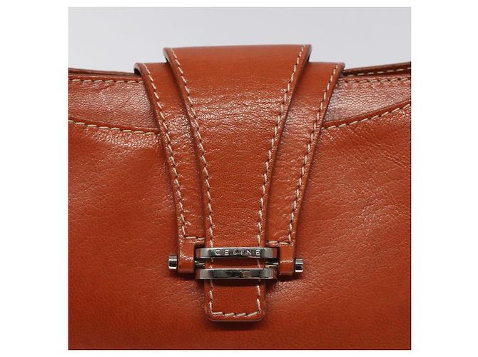 Céline Borsa a spalla in pelle arancione Auth EC246 - vista 15
