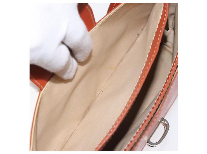 Céline Borsa a spalla in pelle arancione Auth EC246 - vista 21
