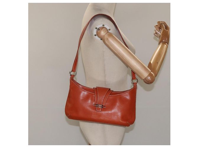 Céline Borsa a spalla in pelle arancione Auth EC246 - vista 23
