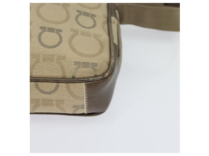 Borsa a spalla Salvatore Ferragamo in tela beige Auth fm4423 - vista 11