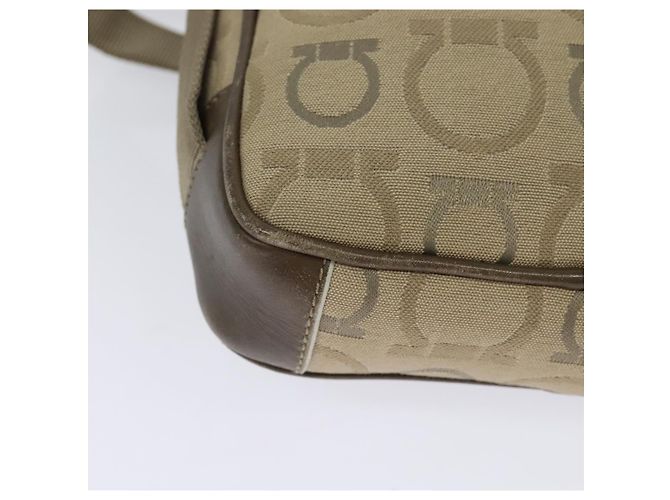 Borsa a spalla Salvatore Ferragamo in tela beige Auth fm4423 - vista 12