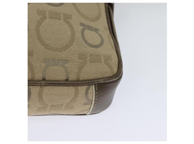 Borsa a spalla Salvatore Ferragamo in tela beige Auth fm4423 - vista 13