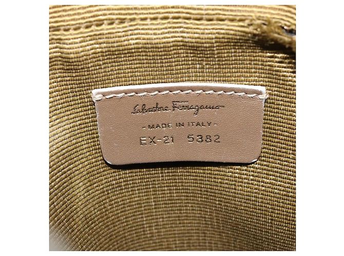 Borsa a spalla Salvatore Ferragamo in tela beige Auth fm4423 - vista 14