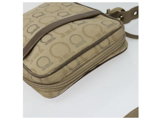 Borsa a spalla Salvatore Ferragamo in tela beige Auth fm4423 - vista 6