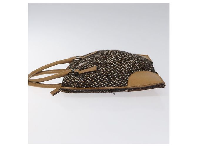 PRADA Borsa a mano in lana marrone Auth hk2259 - vista 5