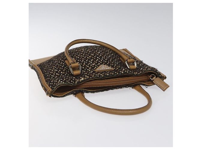 PRADA Borsa a mano in lana marrone Auth hk2259 - vista 6