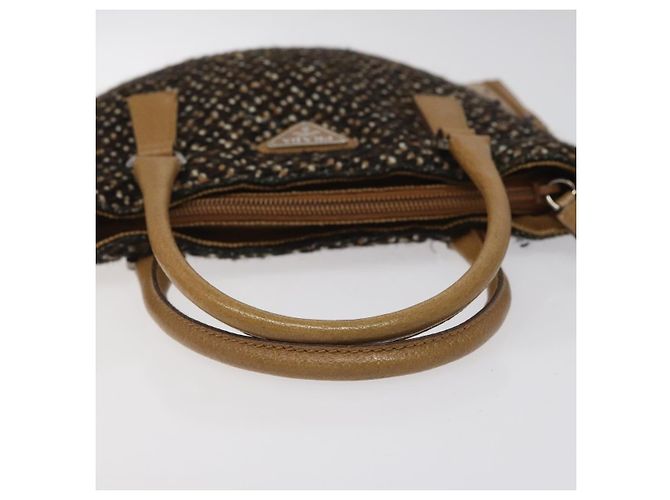 PRADA Borsa a mano in lana marrone Auth hk2259 - vista 7