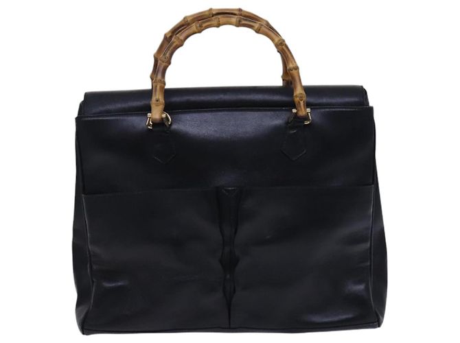 Borsa a mano in pelle Gucci Bamboo nera e oro 002 2855 0322 0 Auth fm4384 Nero D'oro - vista 2