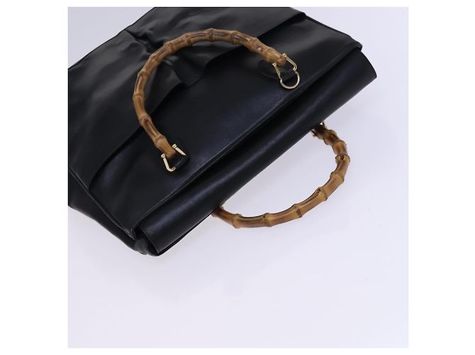 Borsa a mano in pelle Gucci Bamboo nera e oro 002 2855 0322 0 Auth fm4384 Nero D'oro - vista 6