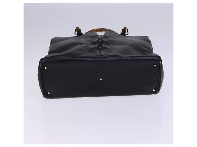 Borsa a mano in pelle Gucci Bamboo nera e oro 002 2855 0322 0 Auth fm4384 Nero D'oro - vista 9