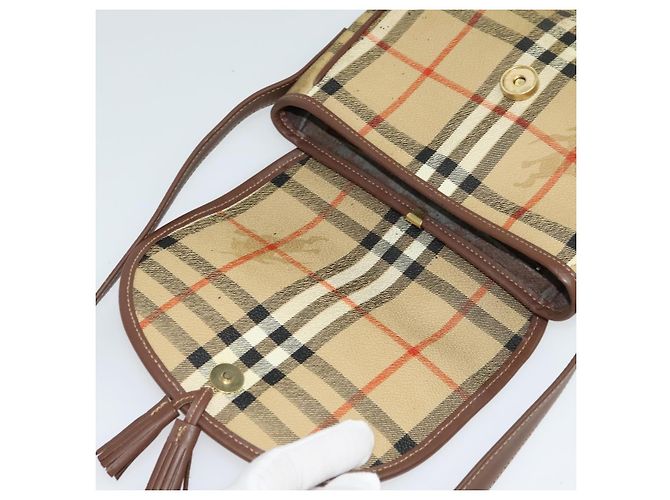 Autre Marque Borsa a spalla Burberrys Nova Check in pelle PVC beige Auth EC421 - vista 15