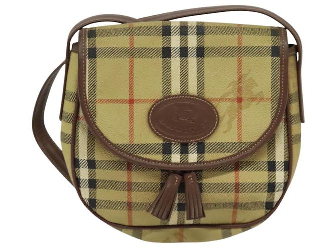 Autre Marque Borsa a spalla Burberrys Nova Check in pelle PVC beige Auth EC421 - vista 2