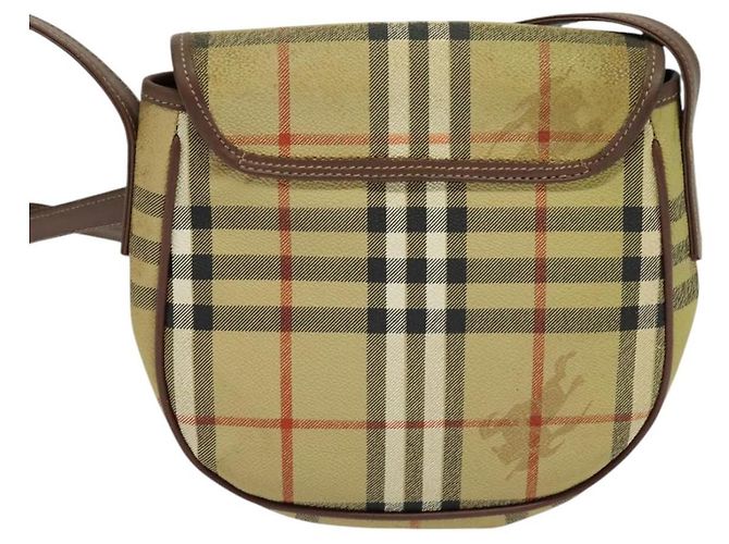 Autre Marque Borsa a spalla Burberrys Nova Check in pelle PVC beige Auth EC421 - vista 3