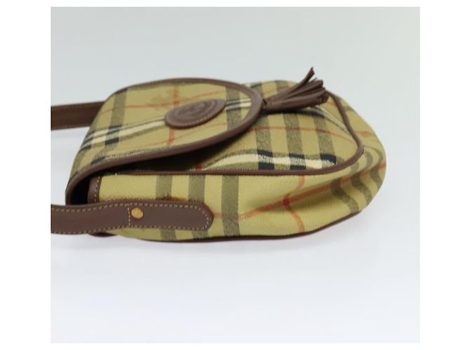 Autre Marque Borsa a spalla Burberrys Nova Check in pelle PVC beige Auth EC421 - vista 4