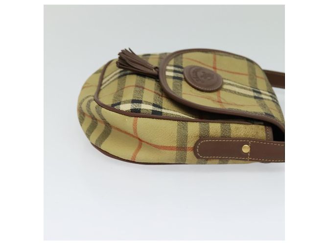 Autre Marque Borsa a spalla Burberrys Nova Check in pelle PVC beige Auth EC421 - vista 5