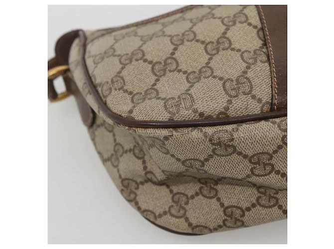 Borsa a spalla GUCCI GG Supreme Web Sherry Line PVC Beige Oro Auth KD211 D'oro - vista 11