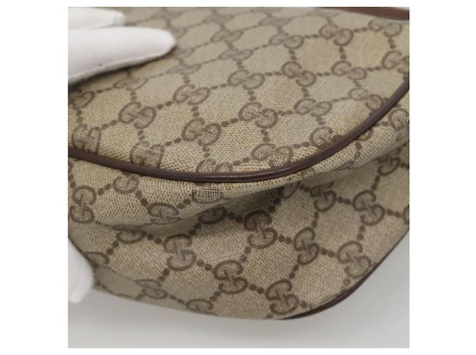 Borsa a spalla GUCCI GG Supreme Web Sherry Line PVC Beige Oro Auth KD211 D'oro - vista 12