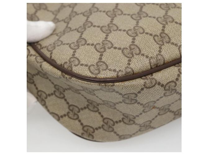 Borsa a spalla GUCCI GG Supreme Web Sherry Line PVC Beige Oro Auth KD211 D'oro - vista 13