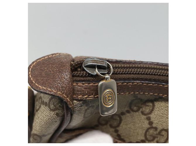 Borsa a spalla GUCCI GG Supreme Web Sherry Line PVC Beige Oro Auth KD211 D'oro - vista 15