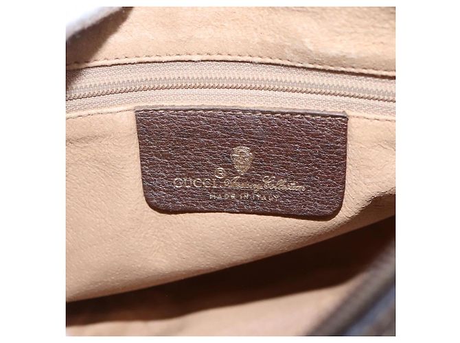 Borsa a spalla GUCCI GG Supreme Web Sherry Line PVC Beige Oro Auth KD211 D'oro - vista 16