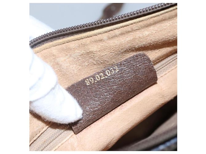 Borsa a spalla GUCCI GG Supreme Web Sherry Line PVC Beige Oro Auth KD211 D'oro - vista 22