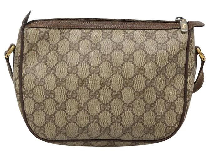 Borsa a spalla GUCCI GG Supreme Web Sherry Line PVC Beige Oro Auth KD211 D'oro - vista 3
