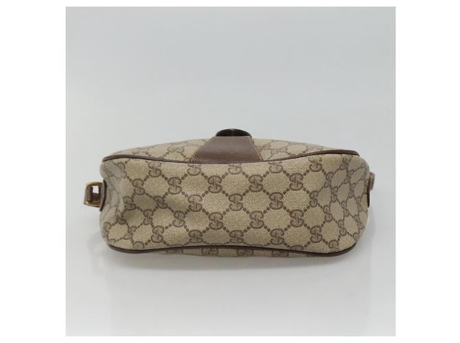 Borsa a spalla GUCCI GG Supreme Web Sherry Line PVC Beige Oro Auth KD211 D'oro - vista 9