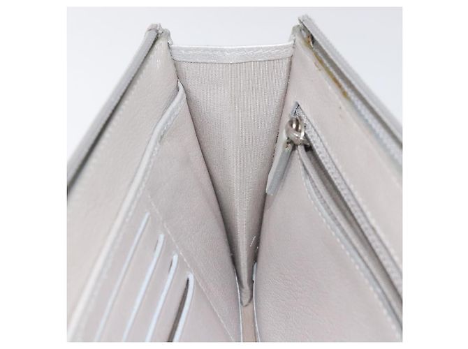 CHANEL Camelia Cartera Larga Cuero Plata CC Auth am7960 - vista 17
