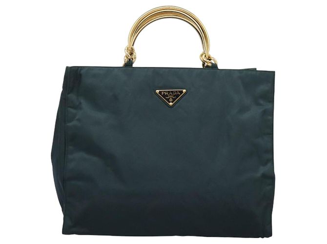 PRADA Borsa a mano in nylon khaki Auth nb125 Cachi - vista 2