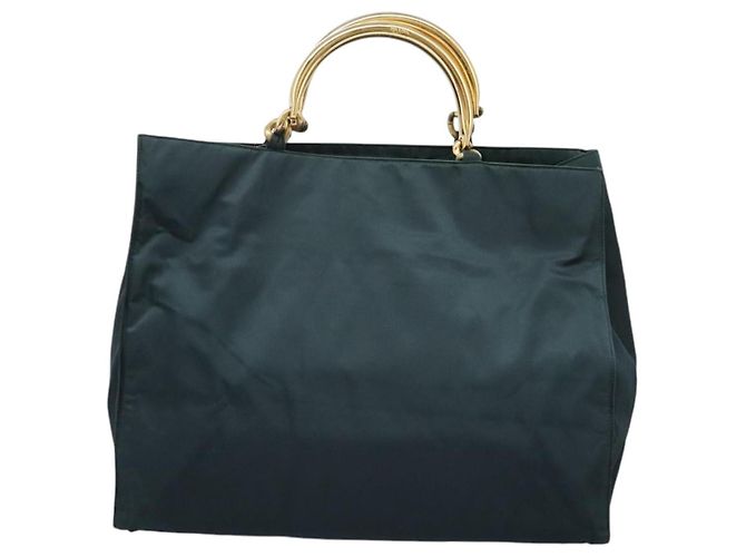 PRADA Borsa a mano in nylon khaki Auth nb125 Cachi - vista 3