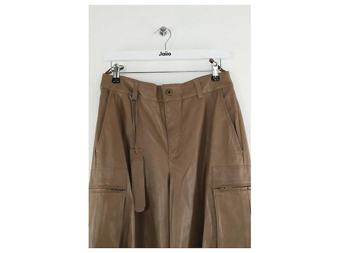 Salvatore Ferragamo Pantalones rectos de cuero marrón Castaño - vista 2