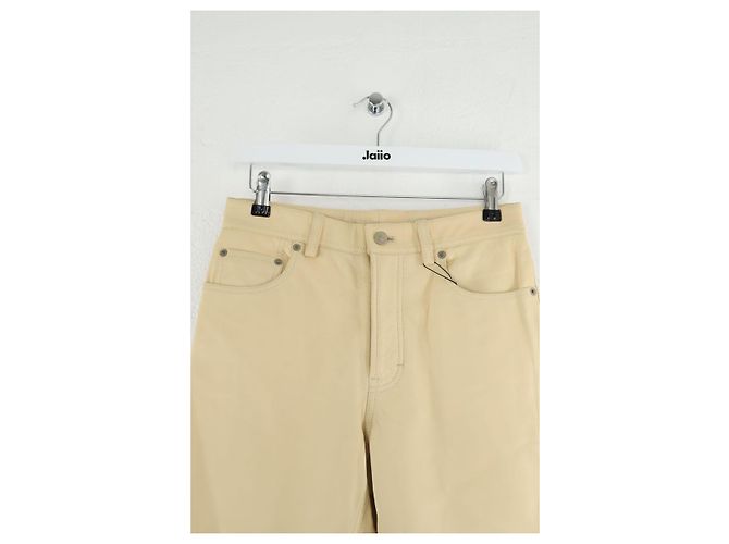 Acne Pantalones de cuero rectos Beige - vista 2