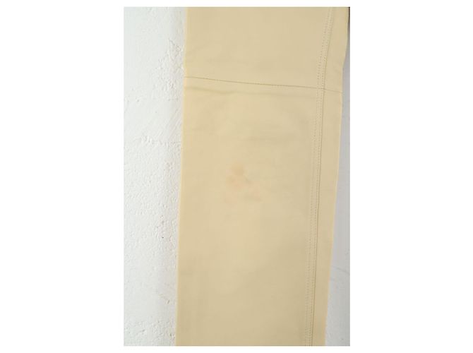 Acne Pantalones de cuero rectos Beige - vista 3