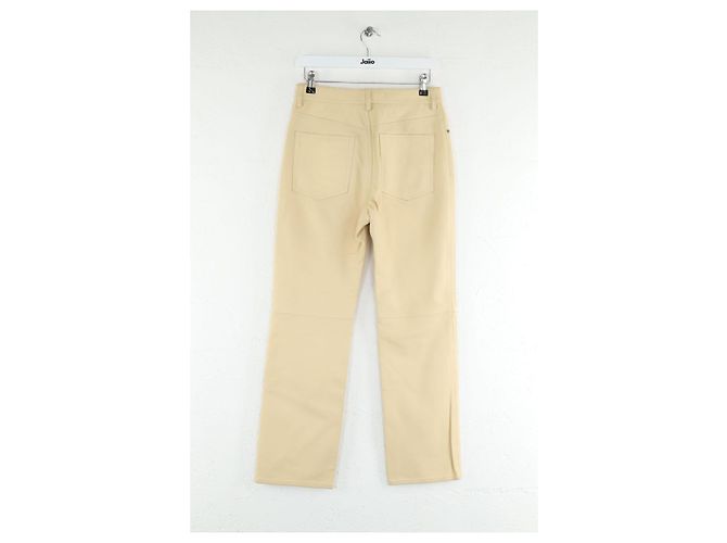 Acne Pantalones de cuero rectos Beige - vista 5